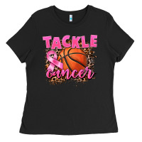 Black Tackle Cancer Basketball Ladies Tee - FaDigitalArtStudio