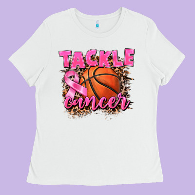 Tackle Cancer Basketball Ladies Tee Designed By Fadigitalartstudio