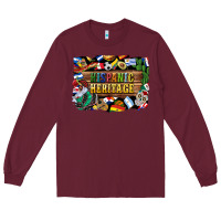 Burgundy hispanic heritage flags Long Sleeve Tee - BundleAndBundleShop