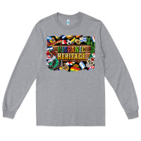 Heather Grey hispanic heritage flags Long Sleeve Tee - BundleAndBundleShop