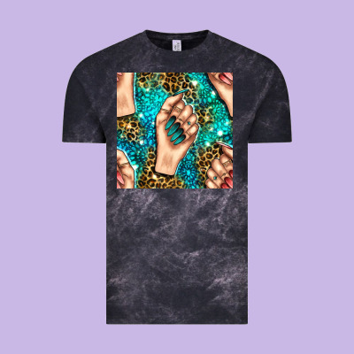 Nail Art With Leopard And Turquoise  Gemstone Seamless Pattern Bbs Vintage Tee Designed By Bundleandbundleshop