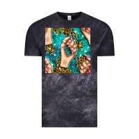 Cloud Black nail art with leopard and turquoise  gemstone seamless pattern bbs Vintage Tee - BundleAndBundleShop