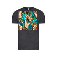 Vintage Black nail art with leopard and turquoise  gemstone seamless pattern bbs Vintage Tee - BundleAndBundleShop