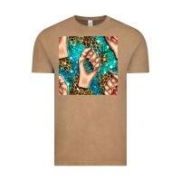 Vintage Coffee nail art with leopard and turquoise  gemstone seamless pattern bbs Vintage Tee - BundleAndBundleShop