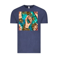 Vintage Denim nail art with leopard and turquoise  gemstone seamless pattern bbs Vintage Tee - BundleAndBundleShop