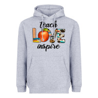 Heather Grey teach love inspıre Heavyweight Hoodie - JahusDesignShop