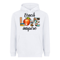 White teach love inspıre Heavyweight Hoodie - JahusDesignShop