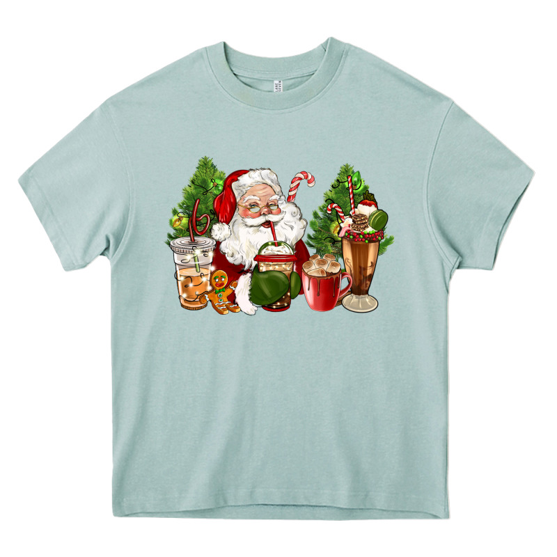 Santa Coffee Cups Christmas Heavy Core Tee by CowGirlArtShop | Teevron