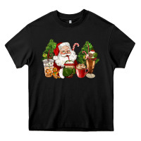 Black santa coffee cups christmas Heavy Core Tee - CowGirlArtShop