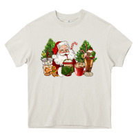 Cream santa coffee cups christmas Heavy Core Tee - CowGirlArtShop
