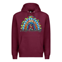 Burgundy autism awareness rainbow Premium Hoodie - RacoonDesign