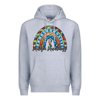 Heather Grey autism awareness rainbow Premium Hoodie - RacoonDesign