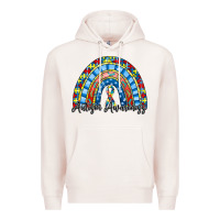 Pale Pink autism awareness rainbow Premium Hoodie - RacoonDesign