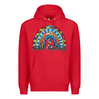 Red autism awareness rainbow Premium Hoodie - RacoonDesign