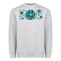 Heather Grey turquoise gemstone sunflower Heavyweight Sweatshirt - JahusDesignShop