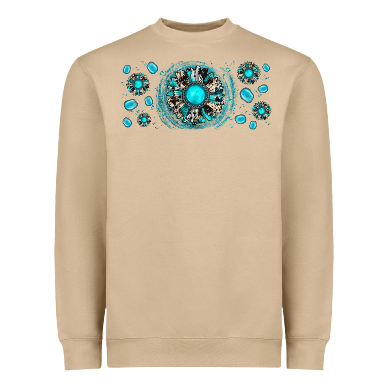 Turquoise Gemstone Sunflower Heavyweight Sweatshirt by JahusDesignShop | Teevron