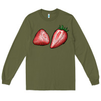 Army Green strawberries Long Sleeve Tee - BundleAndBundleShop