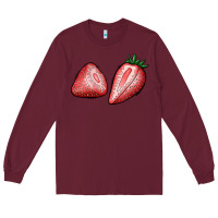 Burgundy strawberries Long Sleeve Tee - BundleAndBundleShop