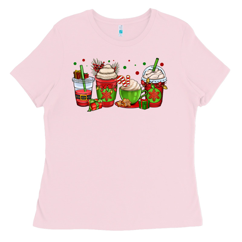Christmas Coffee Cups Ladies Tee by OliviaCreatesArt | Teevron