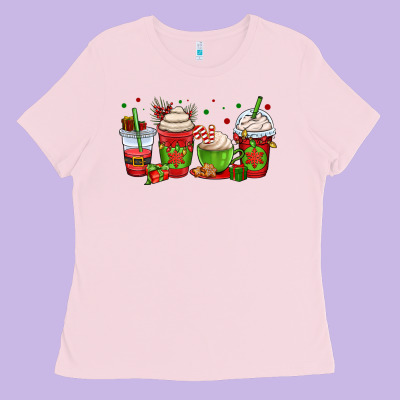Christmas Coffee Cups Ladies Tee Designed By Oliviacreatesart