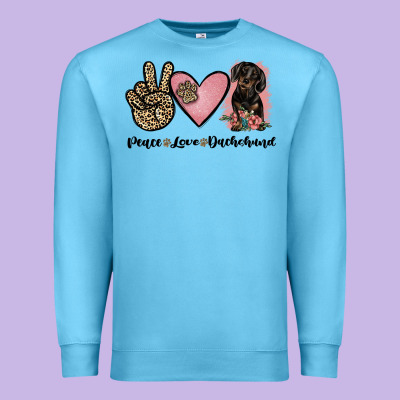 Peace Love Dachshund Premium Sweatshirt Designed By Jahusdesignshop