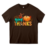 Chocolate Brown give thanks Heavy Core Tee - CowGirlArtShop