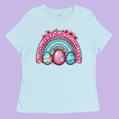 Easter Eggs Rainbow Ladies Tee Designed By Oliviacreatesart