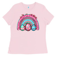 Bubblegum Pink Easter eggs rainbow Ladies Tee - OliviaCreatesArt