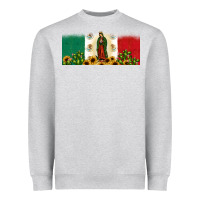 Heather Grey lady of guadalupe mexican flag Heavyweight Sweatshirt - JahusDesignShop