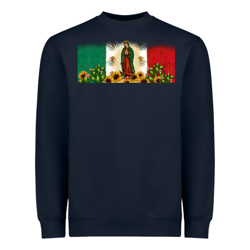 Lady Of Guadalupe Mexican Flag Heavyweight Sweatshirt by JahusDesignShop | Teevron
