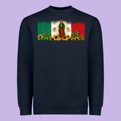 Lady Of Guadalupe Mexican Flag Heavyweight Sweatshirt Designed By Jahusdesignshop