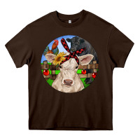 Chocolate Brown Christmas Charolais Calf Black Angus Bull And Roos Heavy Core Tee - RanaPortraitStore