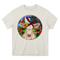 Cream Christmas Charolais Calf Black Angus Bull And Roos Heavy Core Tee - RanaPortraitStore