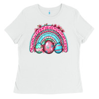 White Easter eggs rainbow Ladies Tee - OliviaCreatesArt
