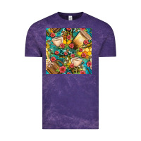 Cloud Purple honey and bee coffee cup with flowers and leopard seamless pattern bbs Vintage Tee - BundleAndBundleShop