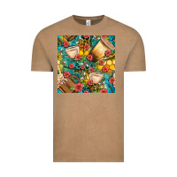 Vintage Coffee honey and bee coffee cup with flowers and leopard seamless pattern bbs Vintage Tee - BundleAndBundleShop