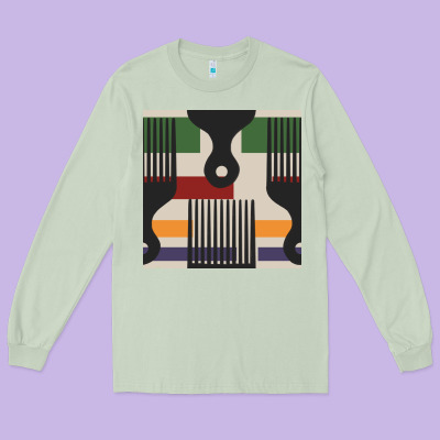 Afro Comb Seamless Pattern Long Sleeve Tee Designed By Bundleandbundleshop