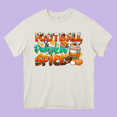 Football Pumpkin Spice Heavy Core Tee Designed By Cowgirlartshop