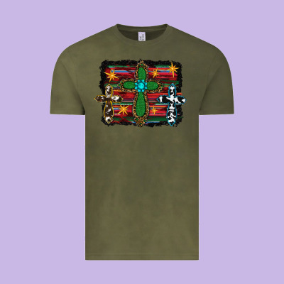 Cross Leopard Cowhide Glitter Serape Vintage Tee Designed By Ranaportraitstore