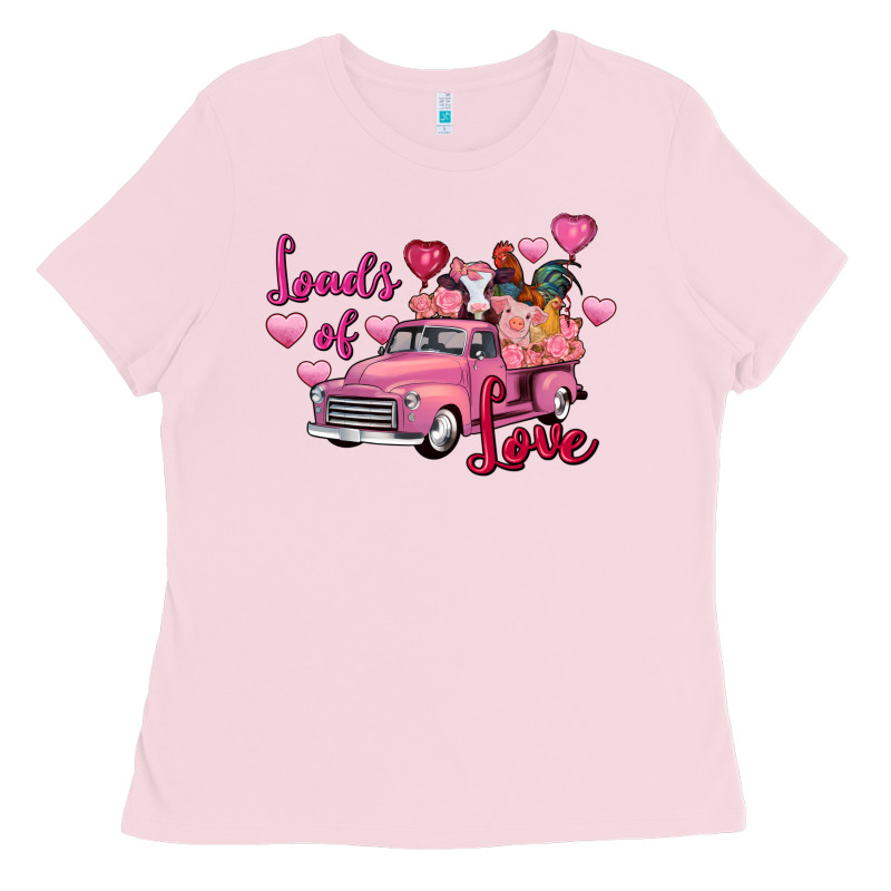Loads Of Love Valentine's Day Farm Truck Ladies Tee by FaDigitalArtStudio | Teevron