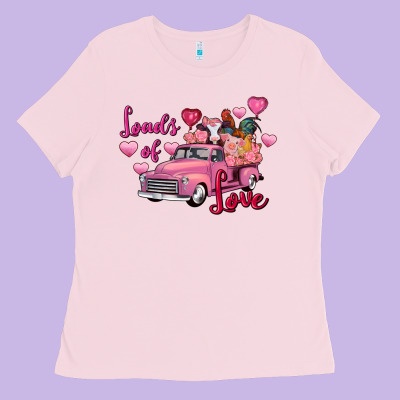 Loads Of Love Valentine's Day Farm Truck Ladies Tee Designed By Fadigitalartstudio