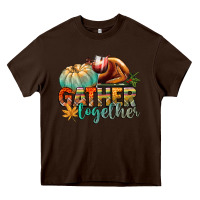Chocolate Brown gather together Heavy Core Tee - CowGirlArtShop