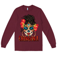 Burgundy chingona latina bun mama Long Sleeve Tee - BundleAndBundleShop