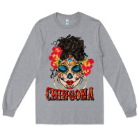Heather Grey chingona latina bun mama Long Sleeve Tee - BundleAndBundleShop