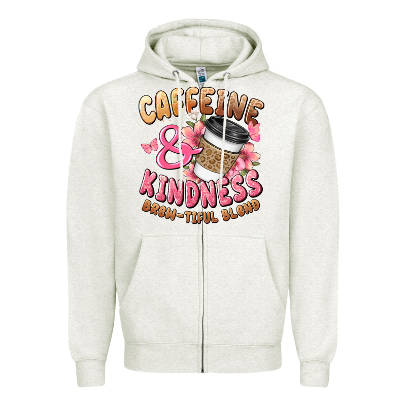 Caffeine And Kindness Brewtiful Blend Zipper Hoodie by JahusDesignShop | Teevron