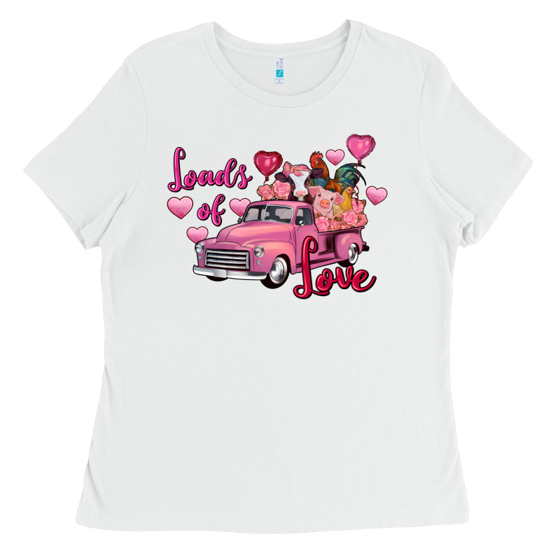Loads Of Love Valentine's Day Farm Truck Ladies Tee by FaDigitalArtStudio | Teevron