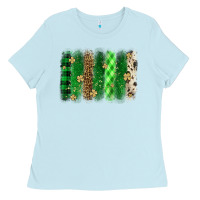 Baby Blue St. Patrick's Day brushstroke Ladies Tee - OliviaCreatesArt