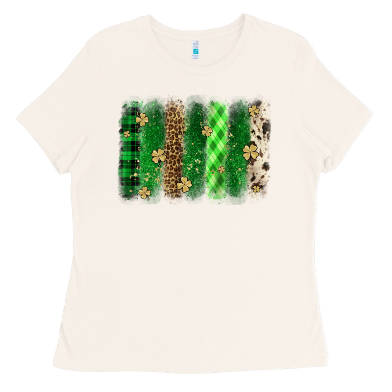 St. Patrick's Day Brushstroke Ladies Tee by OliviaCreatesArt | Teevron