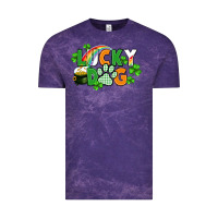 Cloud Purple lucky dog St. Patricks Day Vintage Tee - FaDigitalArtStudio
