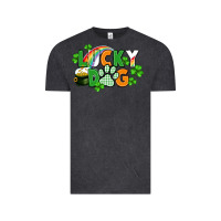 Vintage Black lucky dog St. Patricks Day Vintage Tee - FaDigitalArtStudio